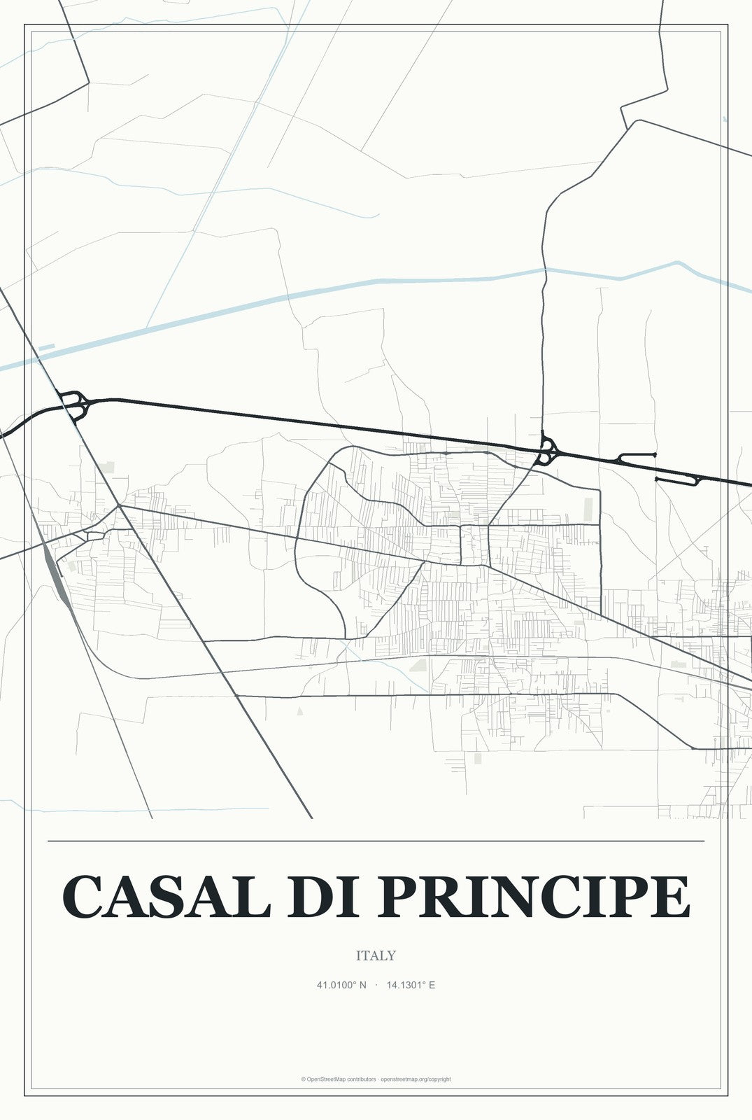 Casal di Principe, Italy City Map Aluminum Sign in Gallery Air style