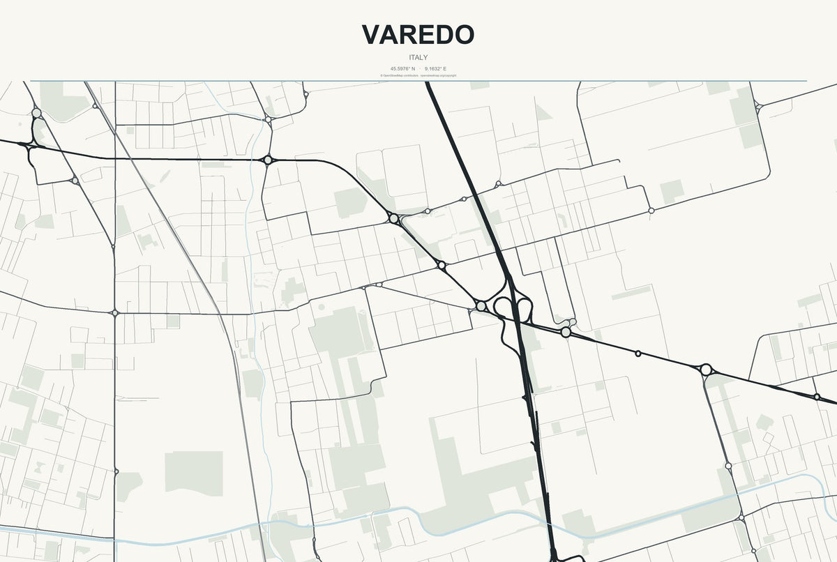 Varedo, Italy City Map Aluminum Sign in Headline Atlas style