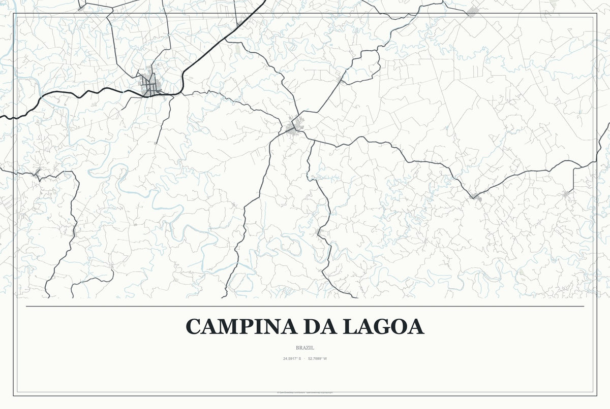 Campina da Lagoa, Brazil City Map Aluminum Sign in Gallery Air style