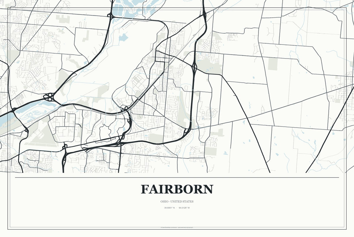 Fairborn, Ohio City Map Aluminum Sign in Gallery Air style