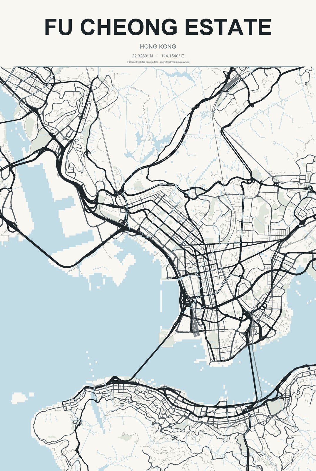 Fu Cheong Estate, Hong Kong City Map Aluminum Sign in Headline Atlas style