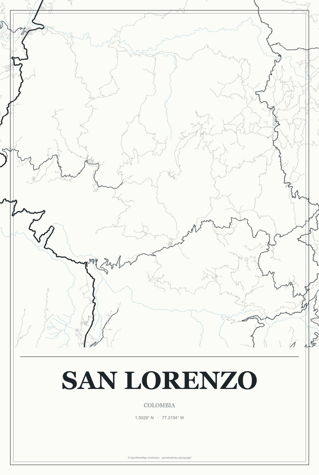 San Lorenzo, Colombia City Map Aluminum Sign in Gallery Air style
