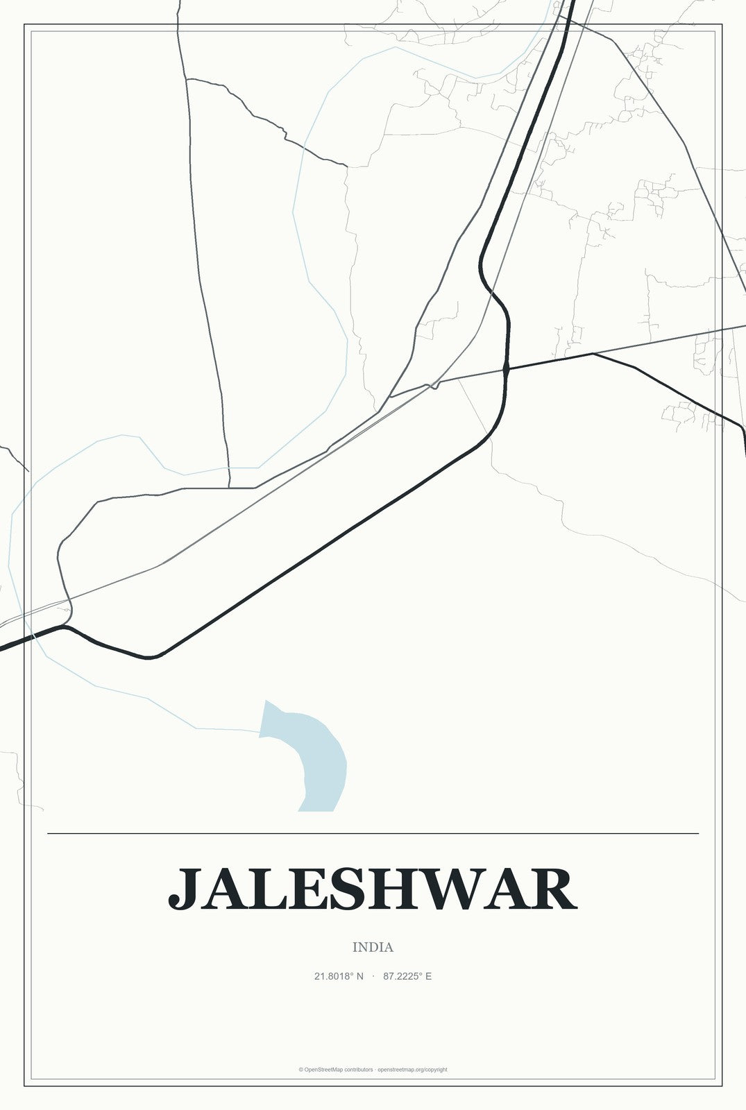 Jaleshwar, India City Map Aluminum Sign in Gallery Air style