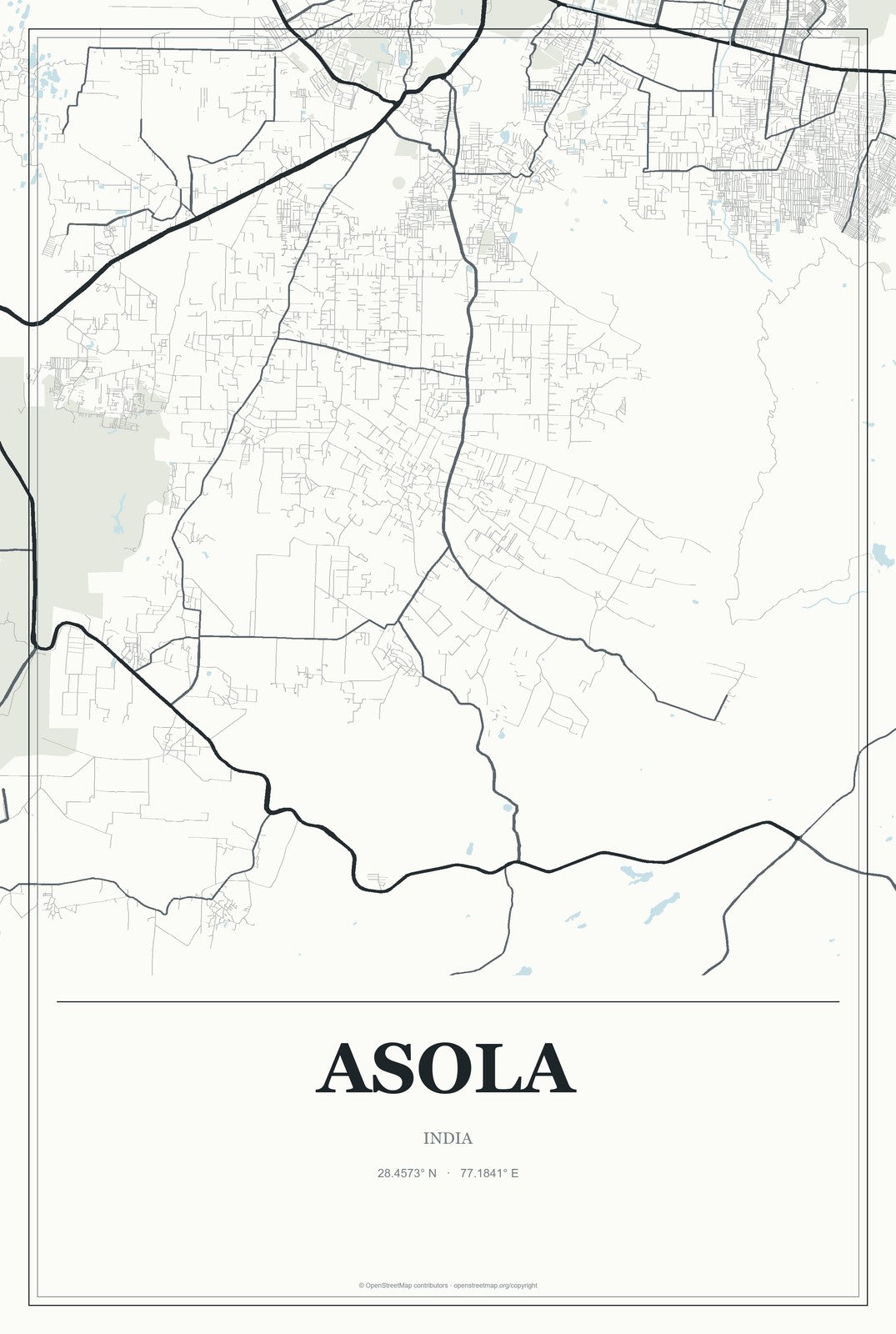 Asola, India City Map Aluminum Sign in Gallery Air style