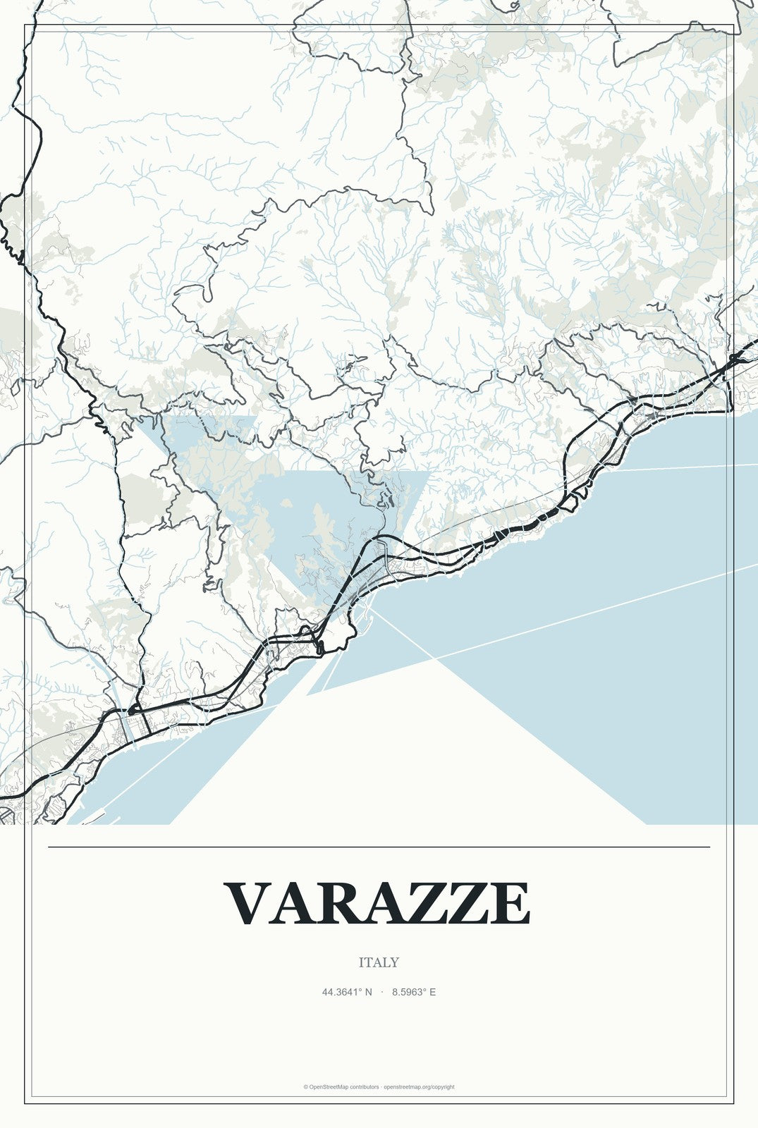 Varazze, Italy City Map Aluminum Sign in Gallery Air style