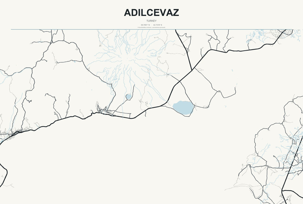 Adilcevaz, Turkey City Map Aluminum Sign in Headline Atlas style