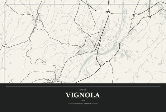 Vignola, Italy City Map Aluminum Sign in Museum Plaque style