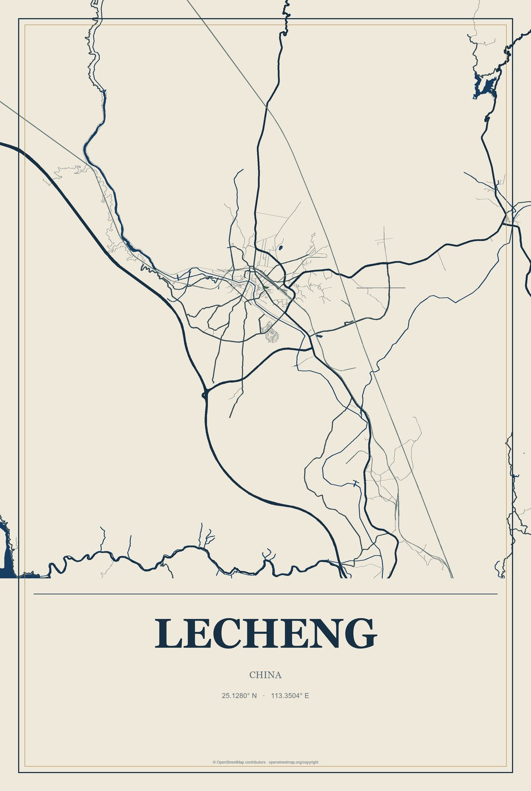 Lecheng, China City Map Aluminum Sign in Coastal Cutout style