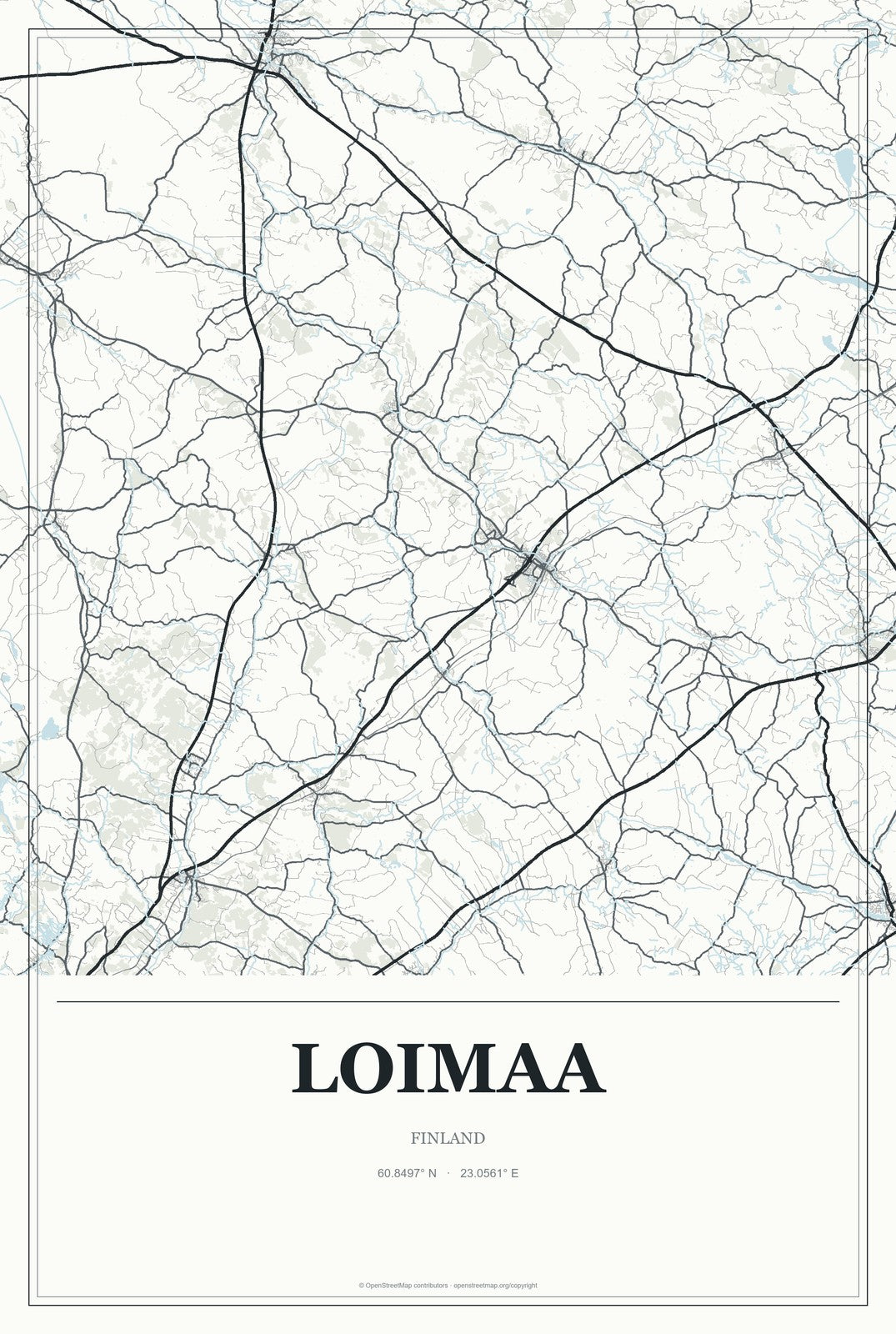 Loimaa, Finland City Map Aluminum Sign in Gallery Air style