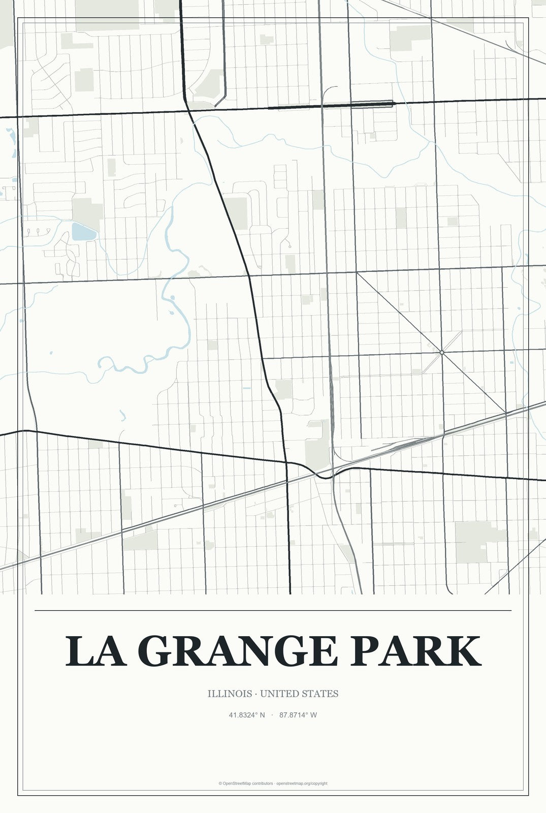 La Grange Park, Illinois City Map Aluminum Sign in Gallery Air style