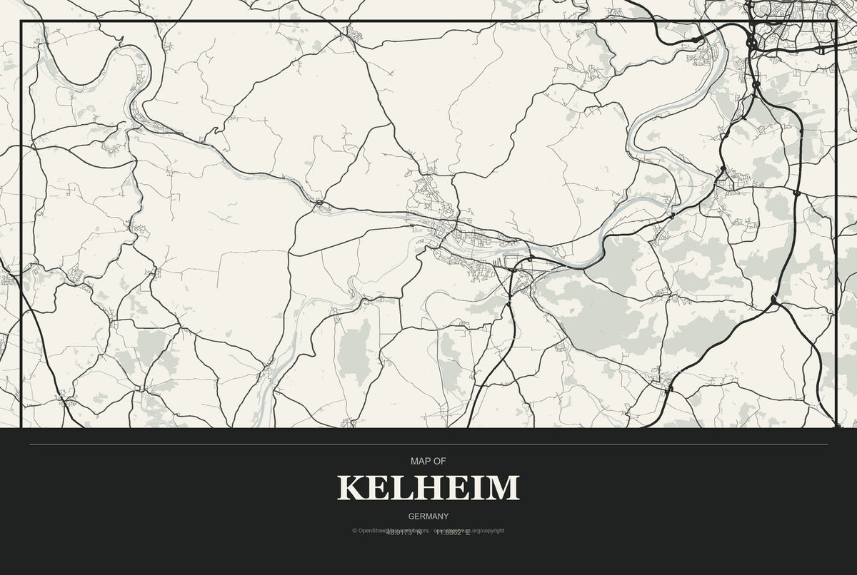 Kelheim, Germany City Map Aluminum Sign in Museum Plaque style