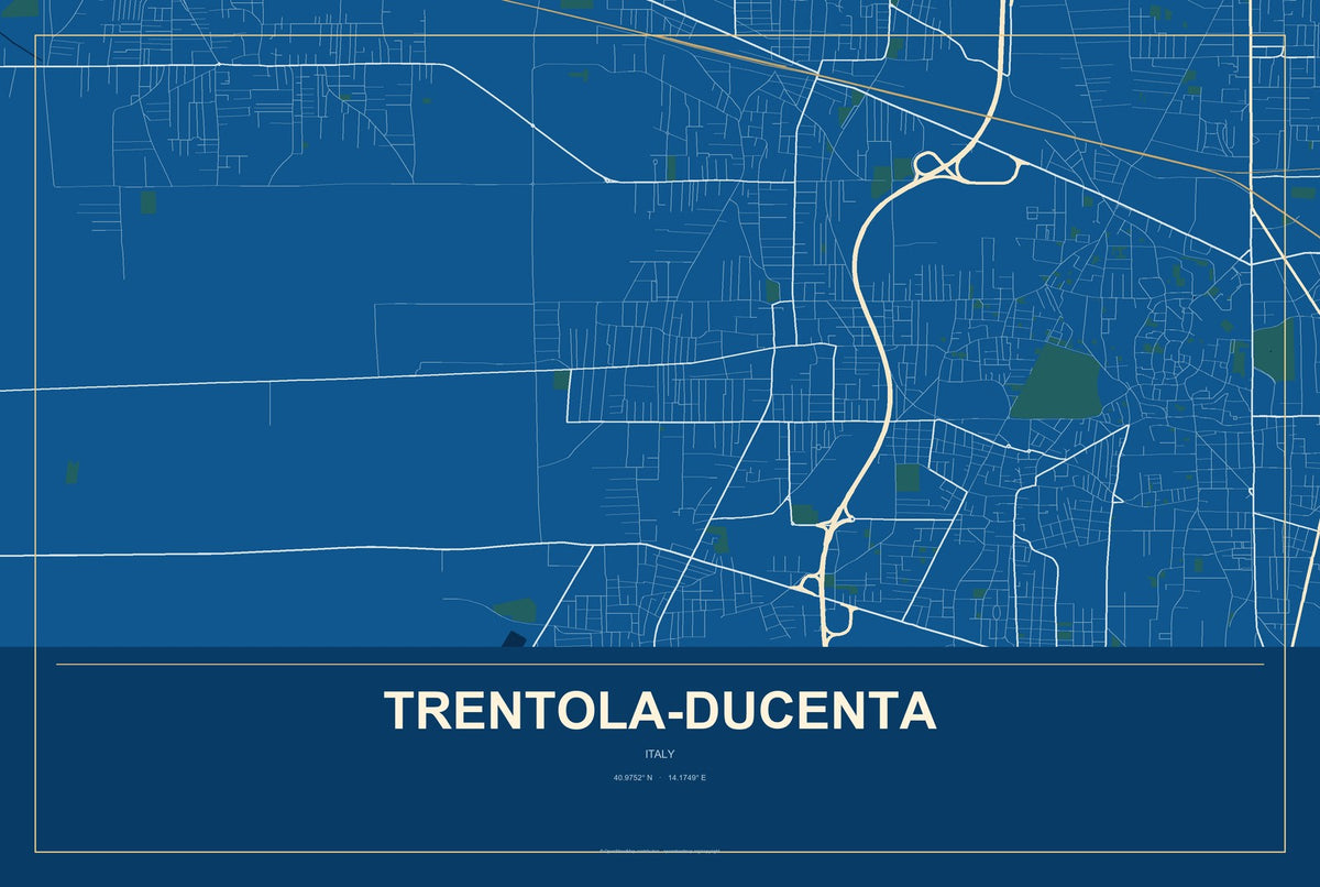 Trentola-Ducenta, Italy City Map Aluminum Sign in Harbor Cobalt style
