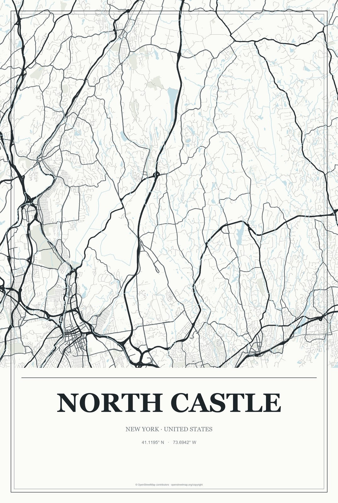 North Castle, New York City Map Aluminum Sign in Gallery Air style