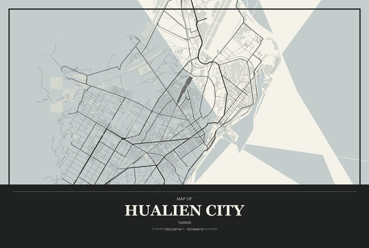 Hualien City, Taiwan City Map Aluminum Sign in Museum Plaque style