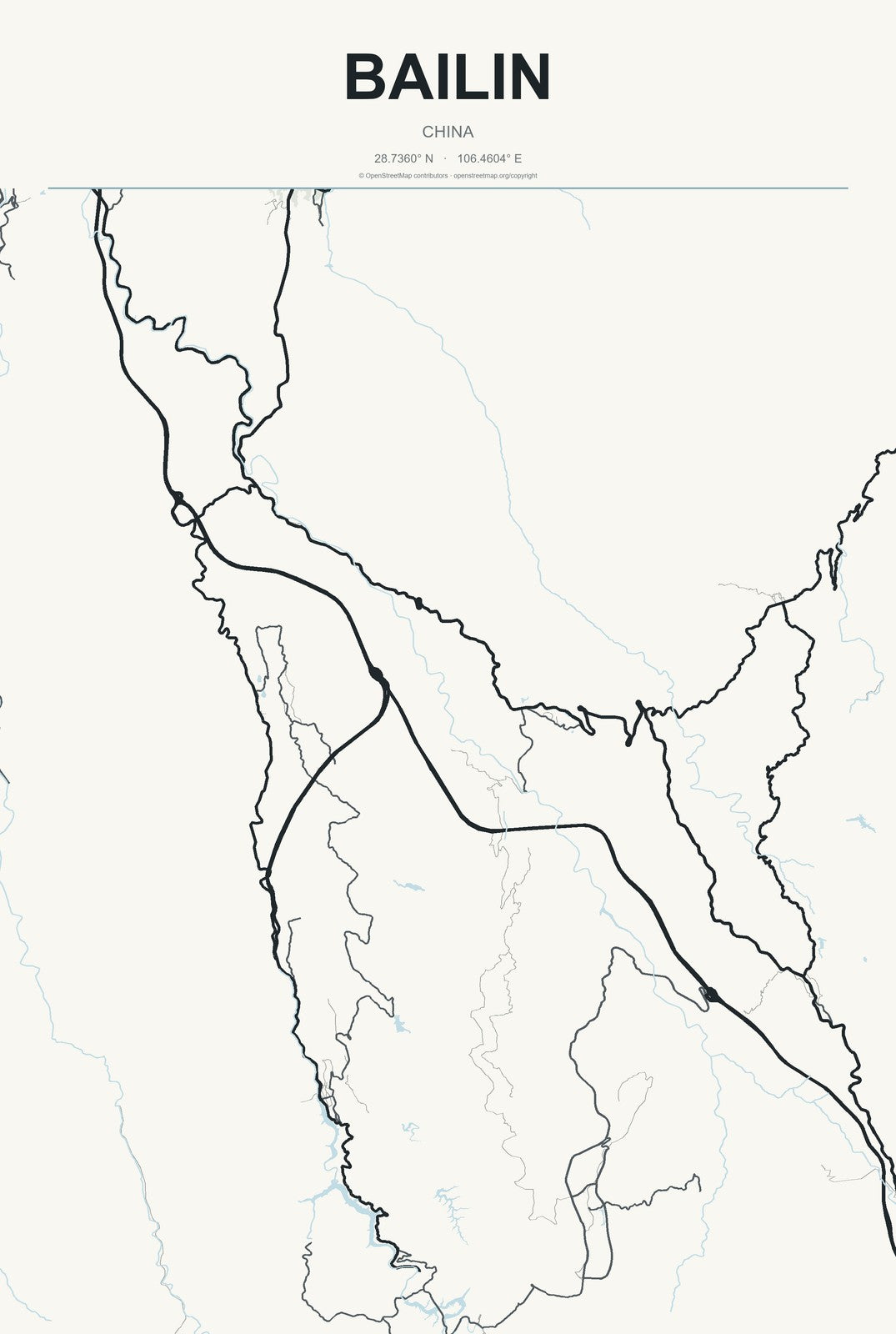 Bailin, Gansu, China City Map Aluminum Sign in Headline Atlas style