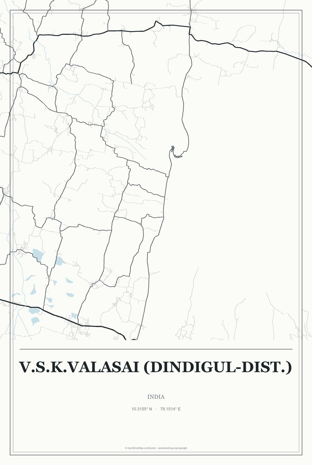 V.S.K.Valasai (Dindigul-Dist.), India City Map Aluminum Sign in Gallery Air style