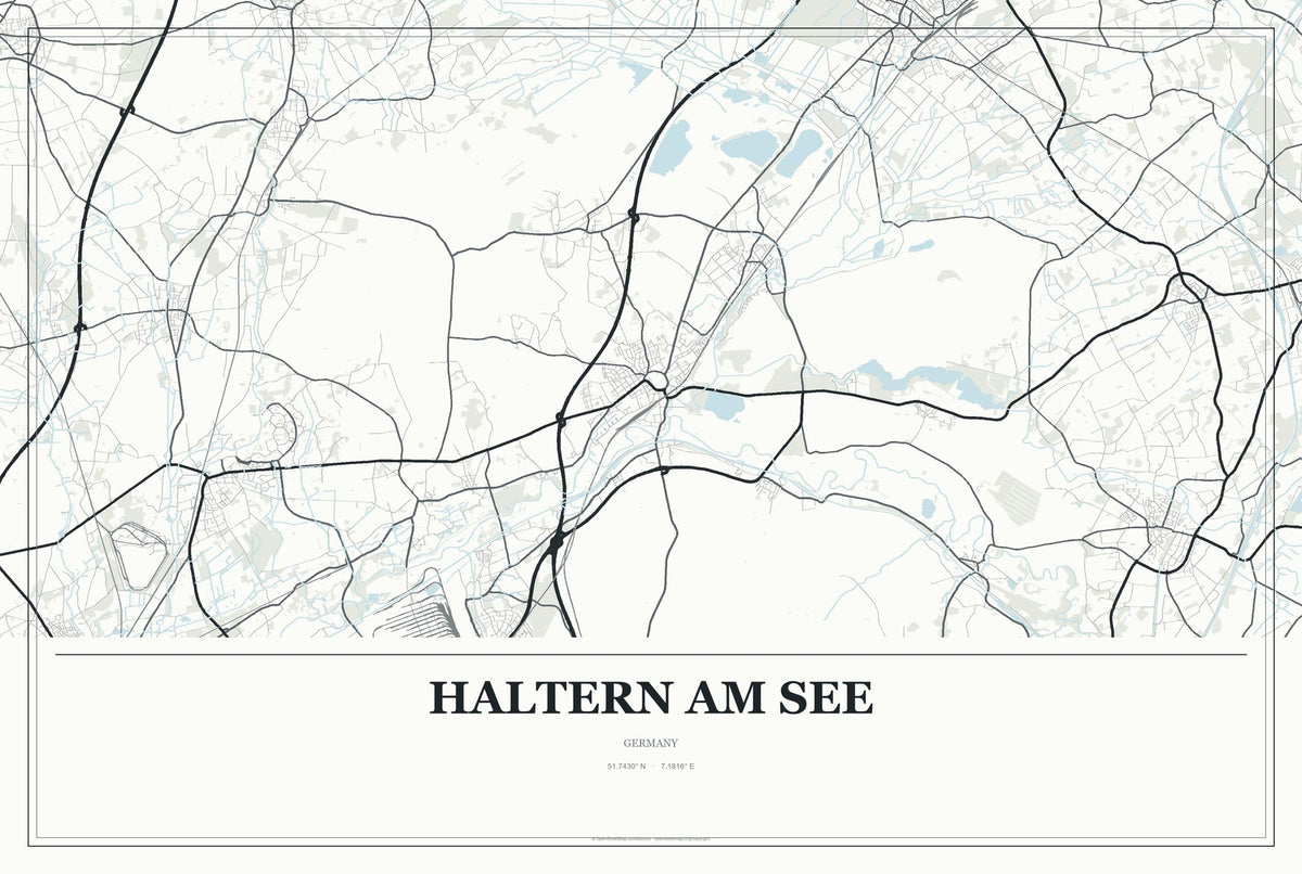 Haltern am See, Germany City Map Aluminum Sign in Gallery Air style
