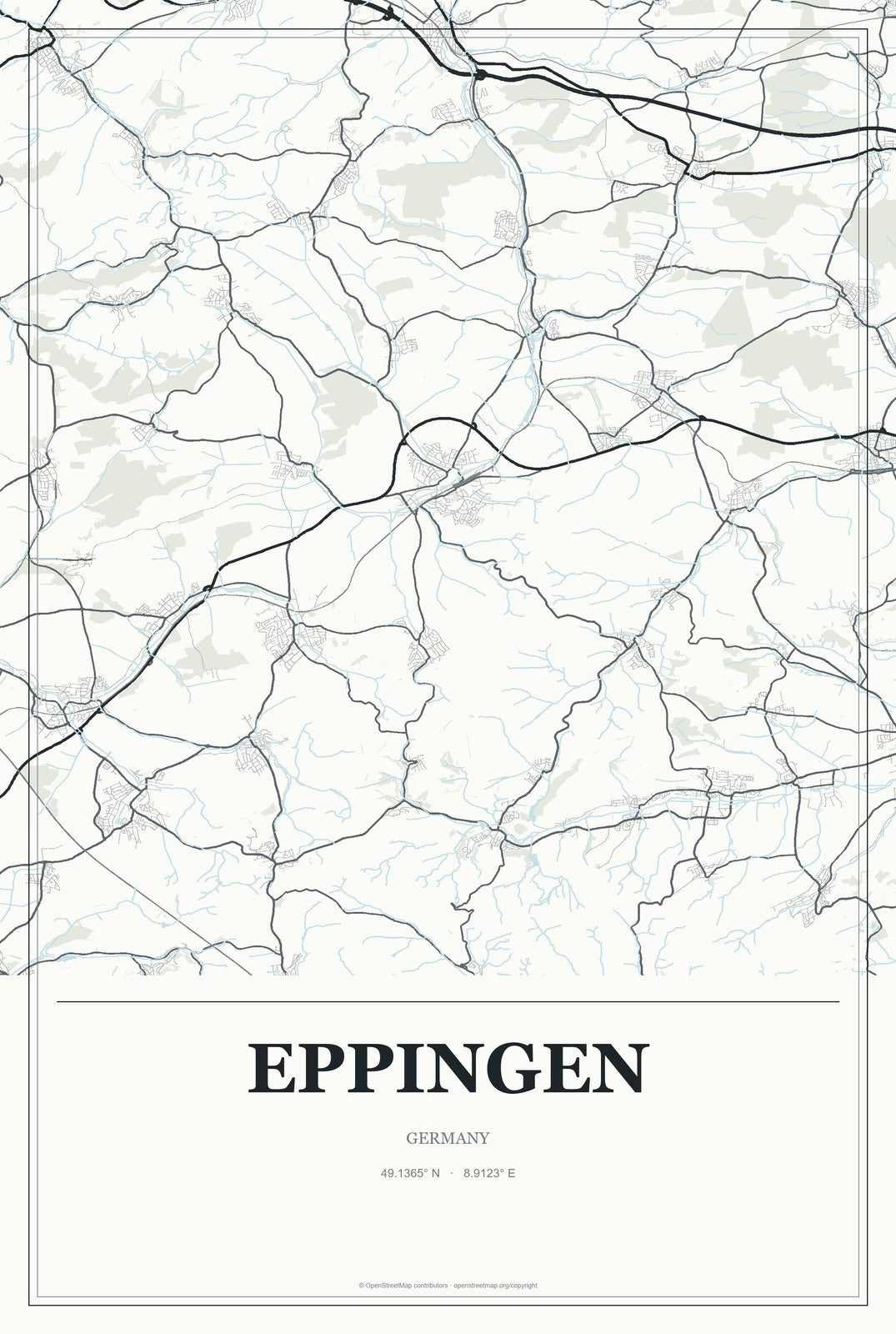 Eppingen, Germany City Map Aluminum Sign in Gallery Air style
