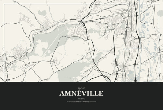 Amnéville, France City Map Aluminum Sign in Museum Plaque style