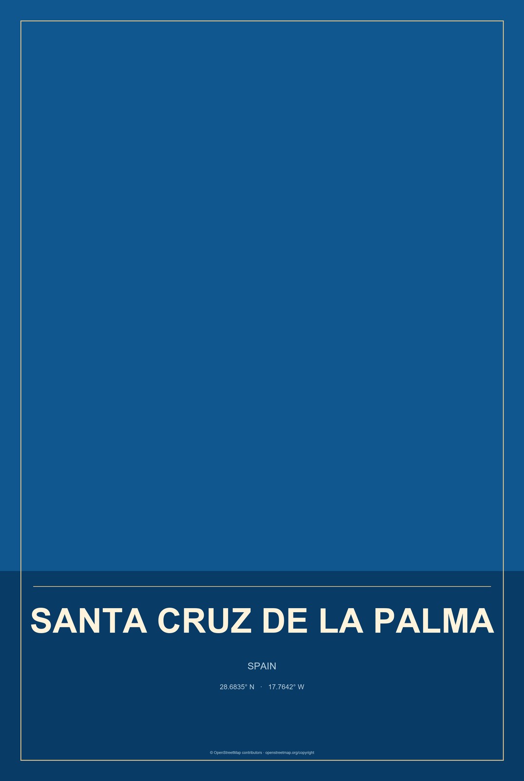 Santa Cruz de la Palma, Spain City Map Aluminum Sign in Harbor Cobalt style