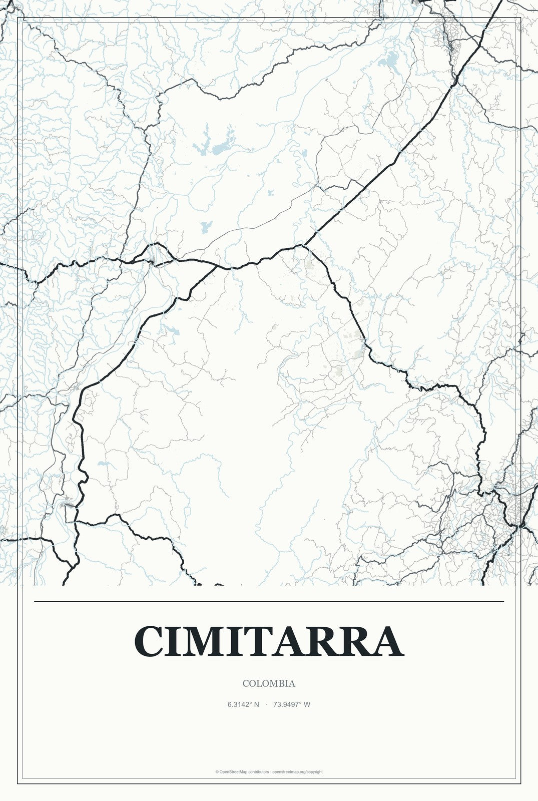 Cimitarra, Colombia City Map Aluminum Sign in Gallery Air style