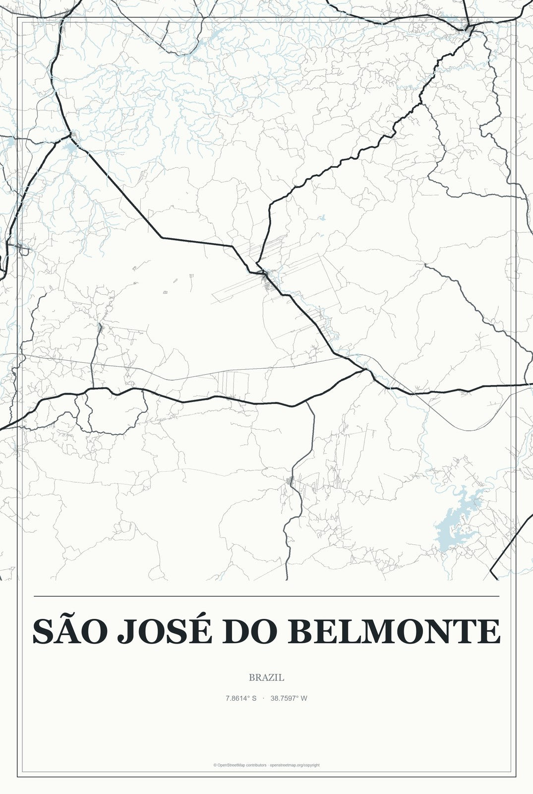 São José do Belmonte, Brazil City Map Aluminum Sign in Gallery Air style