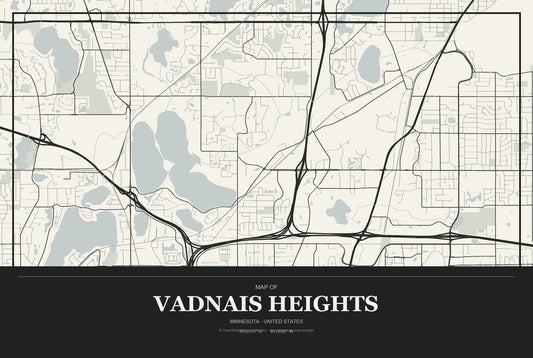 Vadnais Heights, Minnesota City Map Aluminum Sign in Museum Plaque style