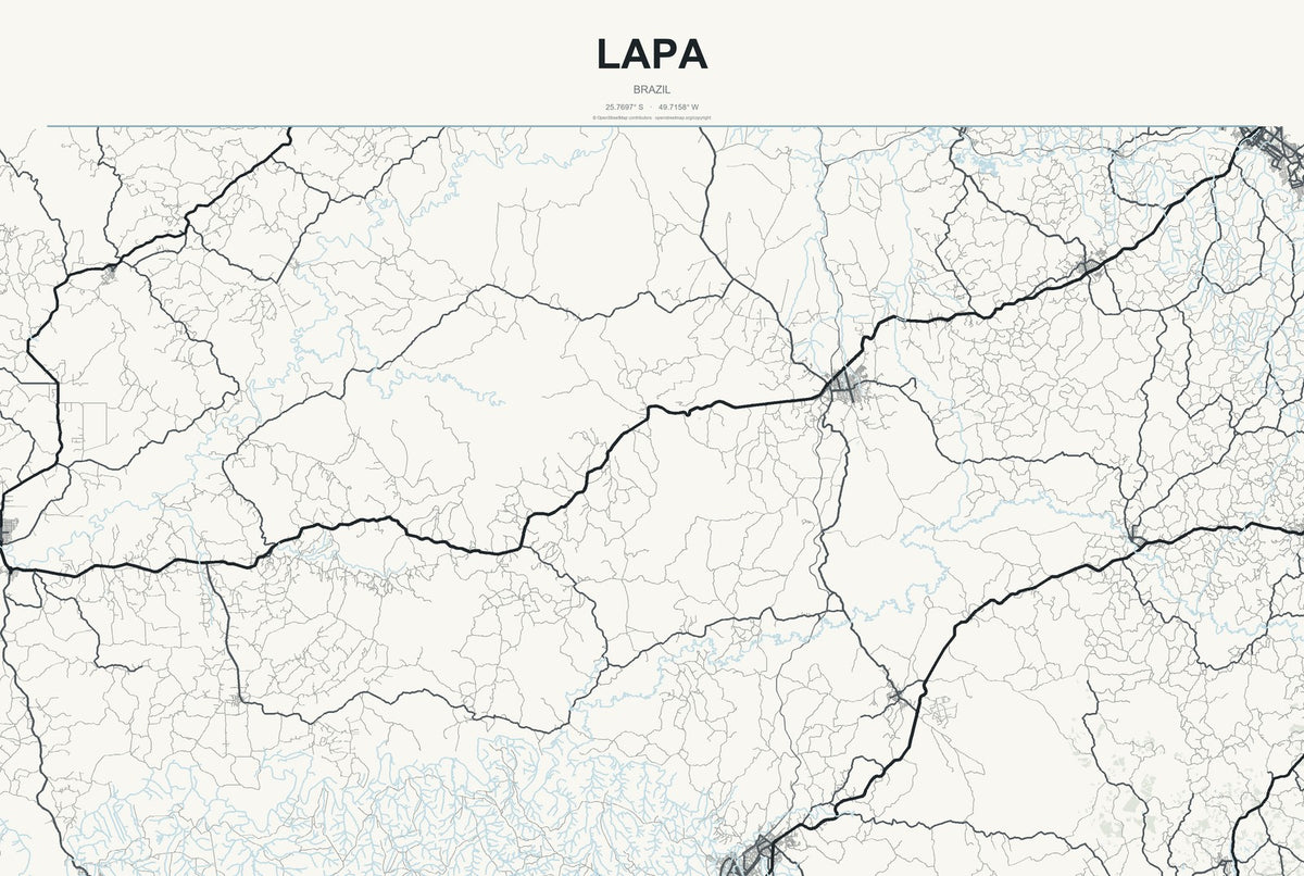 Lapa, Brazil City Map Aluminum Sign in Headline Atlas style