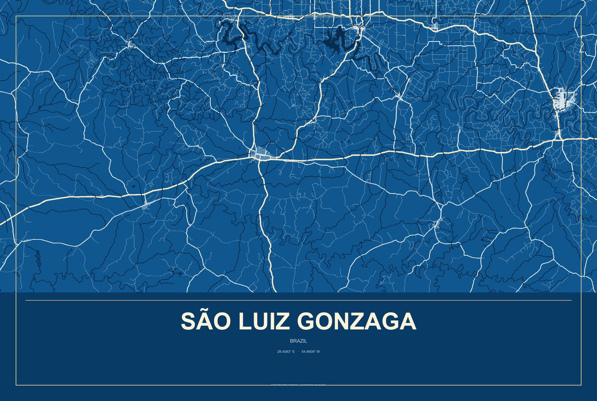 São Luiz Gonzaga, Brazil City Map Aluminum Sign in Harbor Cobalt style