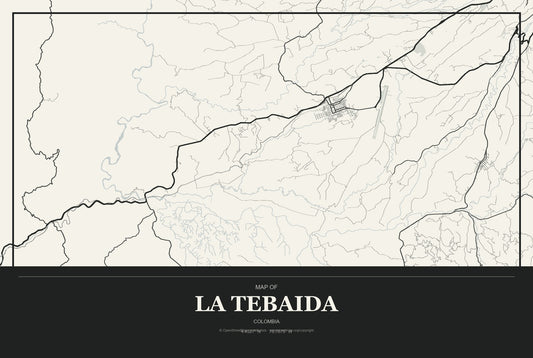 La Tebaida, Colombia City Map Aluminum Sign in Museum Plaque style