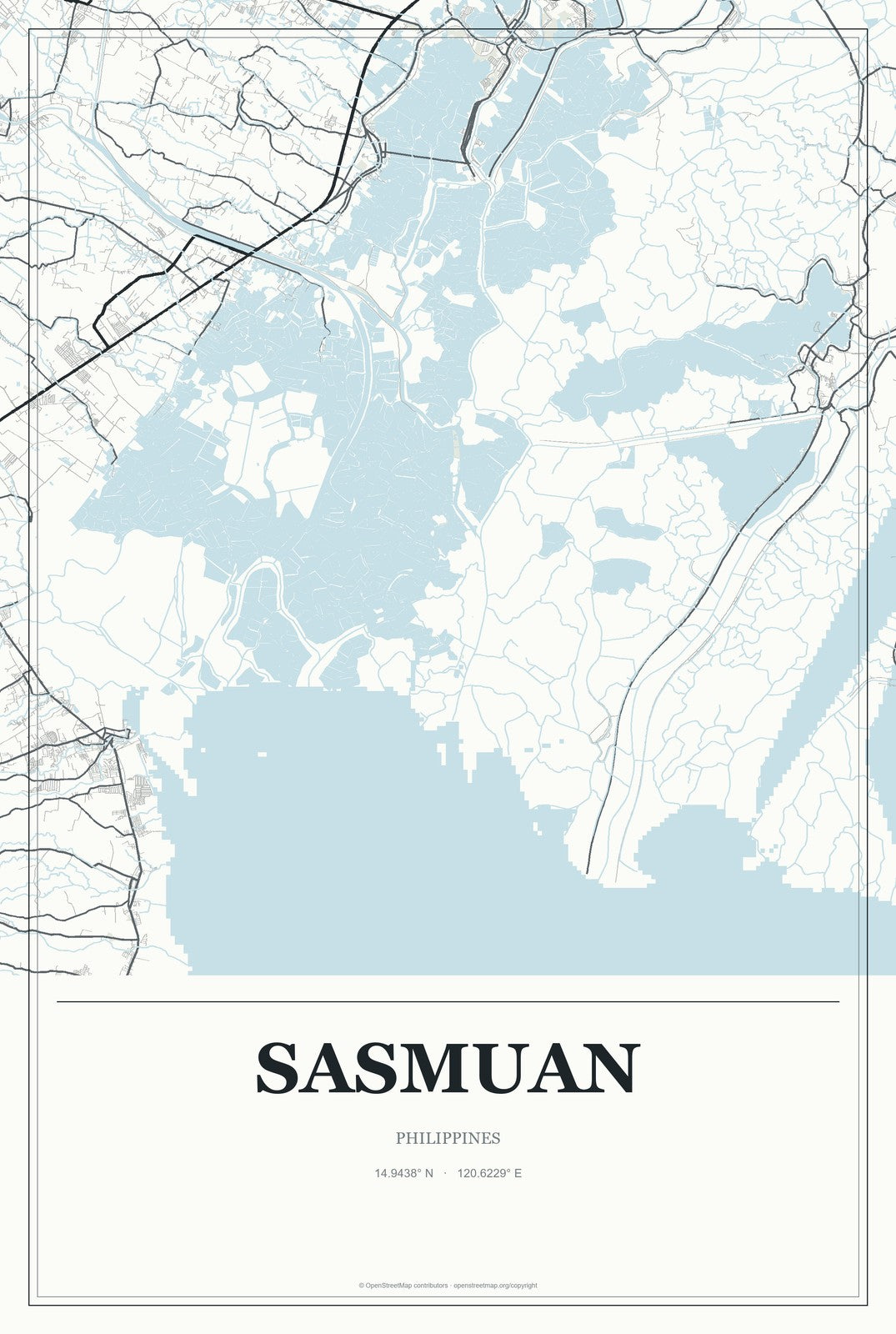 Sasmuan, Philippines City Map Aluminum Sign in Gallery Air style