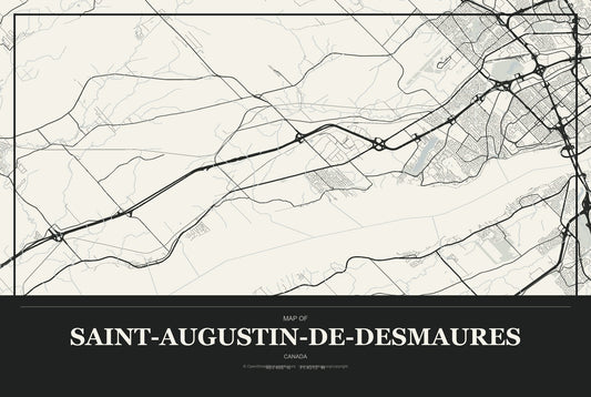 Saint-Augustin-de-Desmaures, Canada City Map Aluminum Sign in Museum Plaque style
