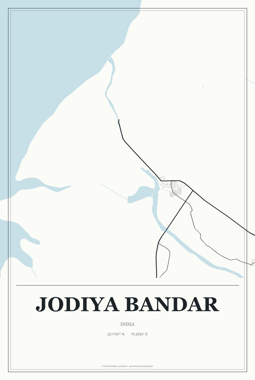 Jodiya Bandar, India City Map Aluminum Sign in Gallery Air style