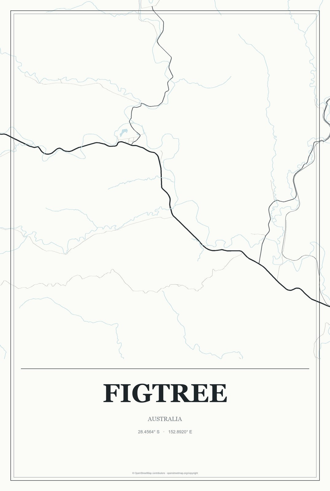 Figtree, Australia City Map Aluminum Sign in Gallery Air style