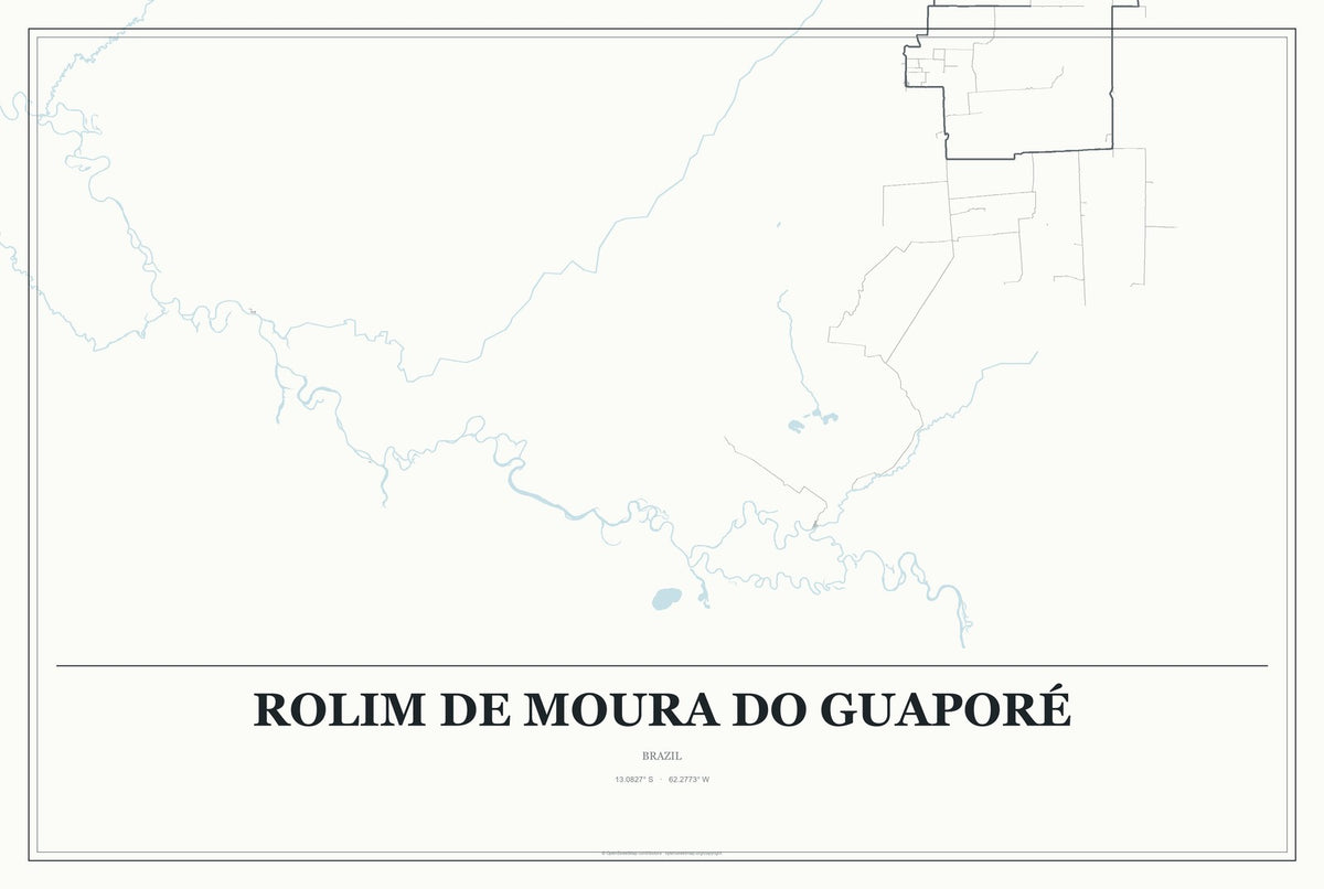 Rolim de Moura do Guaporé, Brazil City Map Aluminum Sign in Gallery Air style
