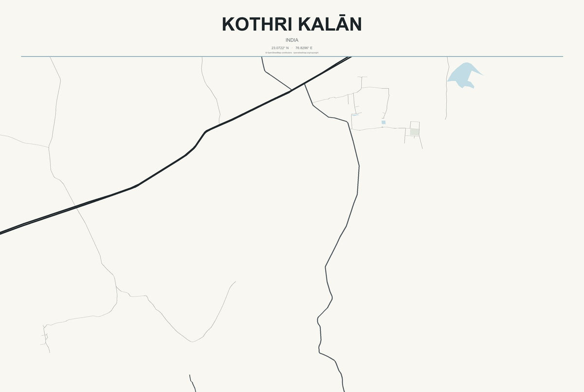 Kothri Kalān, India City Map Aluminum Sign in Headline Atlas style
