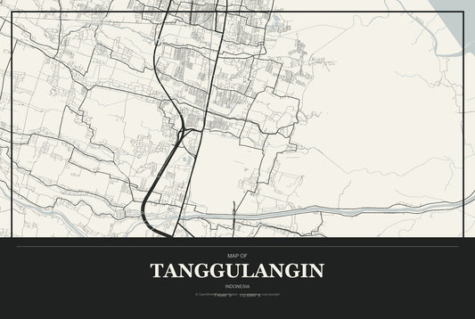 Tanggulangin, Indonesia City Map Aluminum Sign in Museum Plaque style