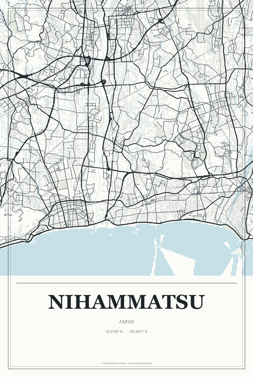 Nihammatsu, Japan City Map Aluminum Sign in Gallery Air style