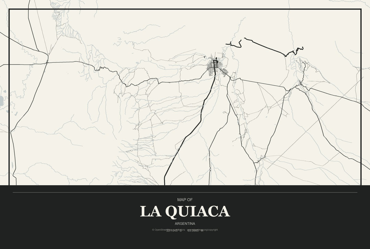 La Quiaca, Argentina City Map Aluminum Sign in Museum Plaque style