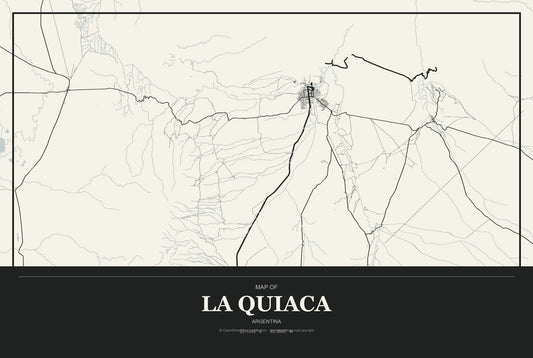 La Quiaca, Argentina City Map Aluminum Sign in Museum Plaque style