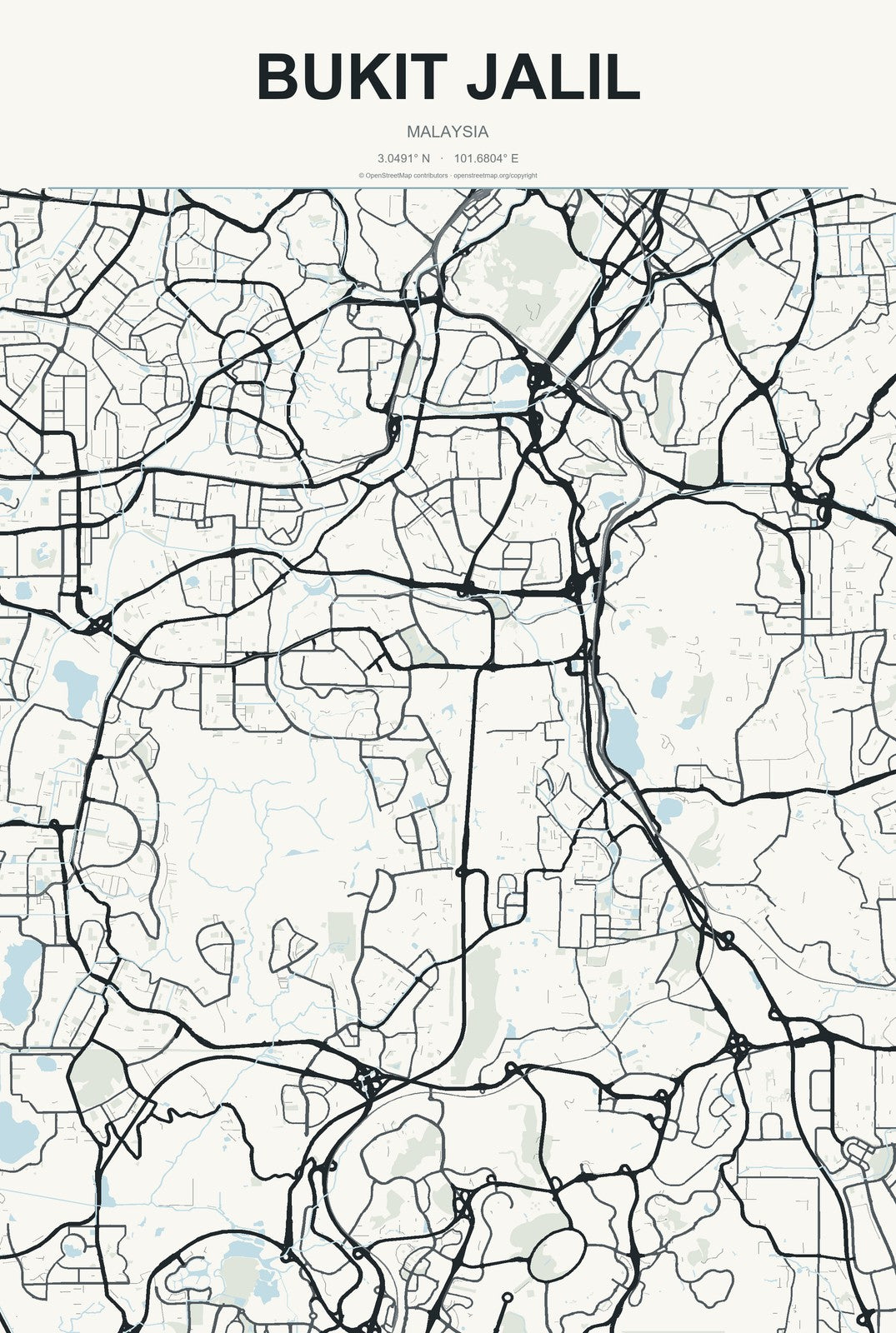 Bukit Jalil, Malaysia City Map Aluminum Sign in Headline Atlas style