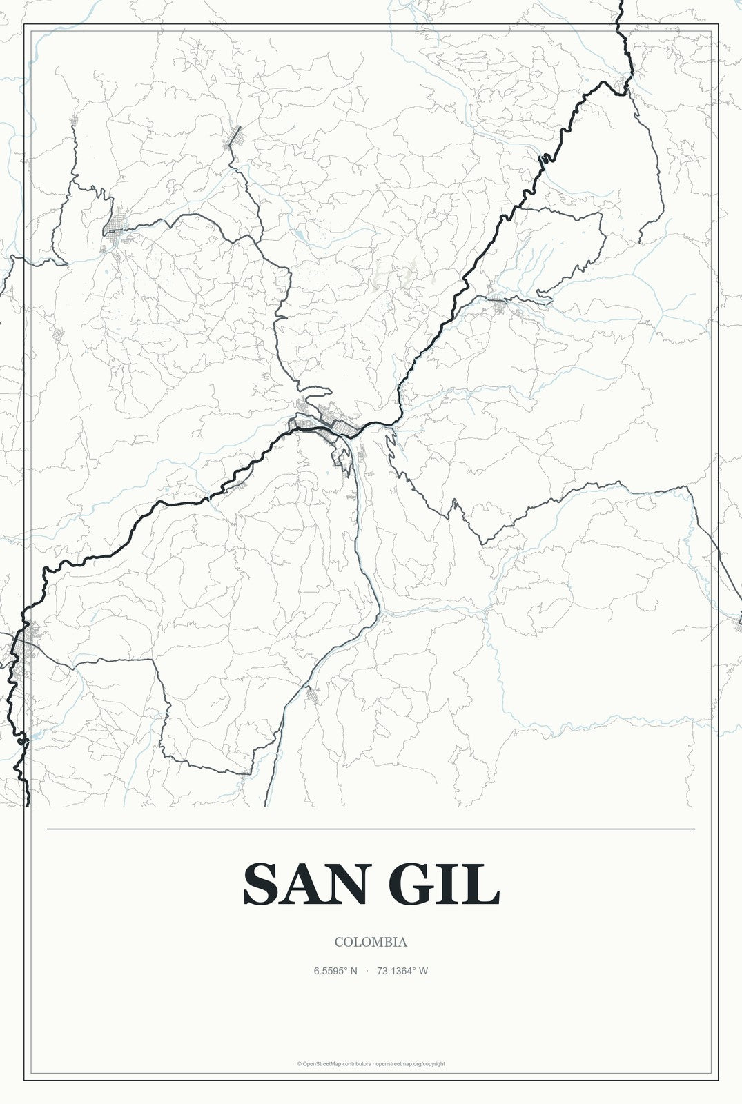 San Gil, Colombia City Map Aluminum Sign in Gallery Air style