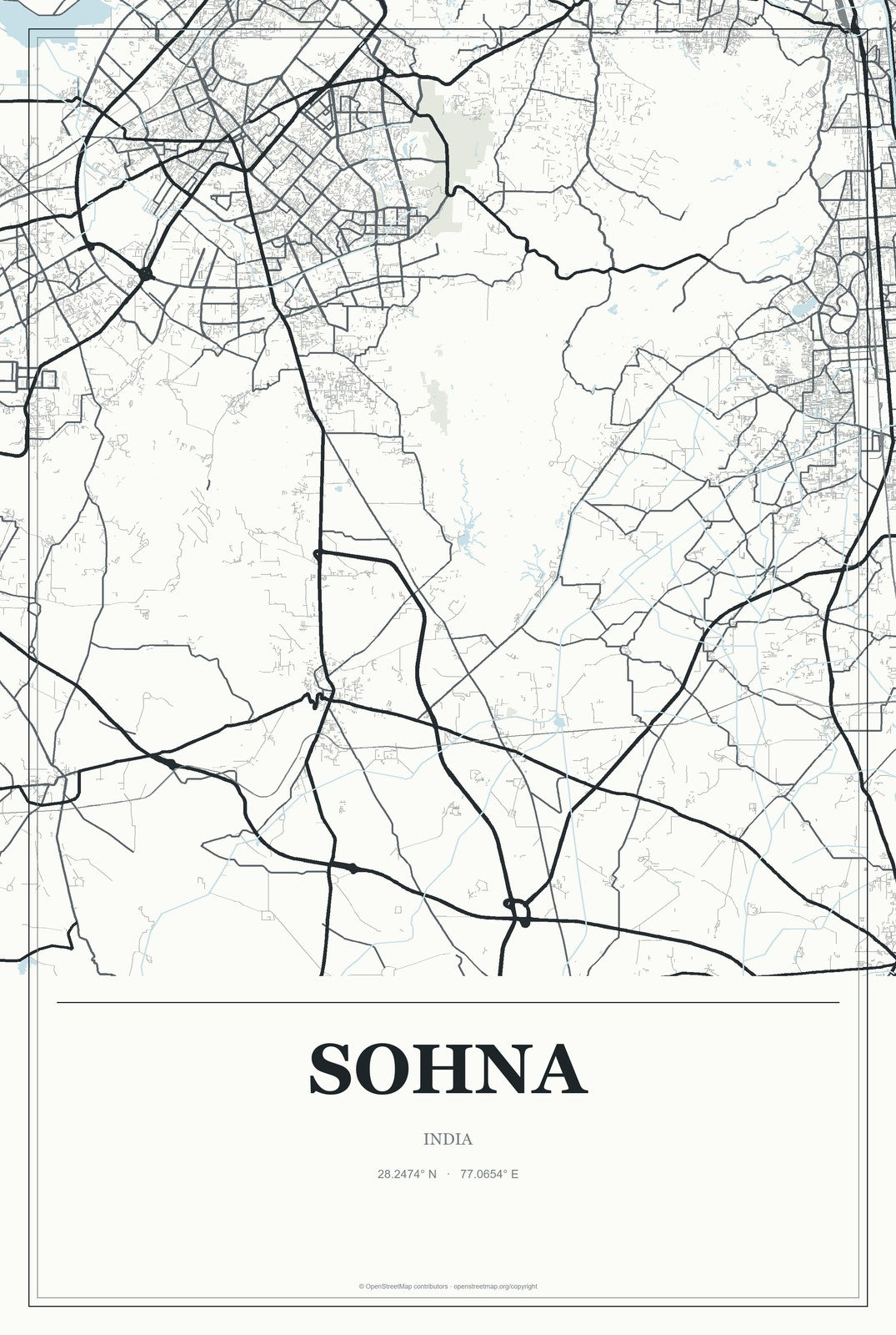 Sohna, India City Map Aluminum Sign in Gallery Air style
