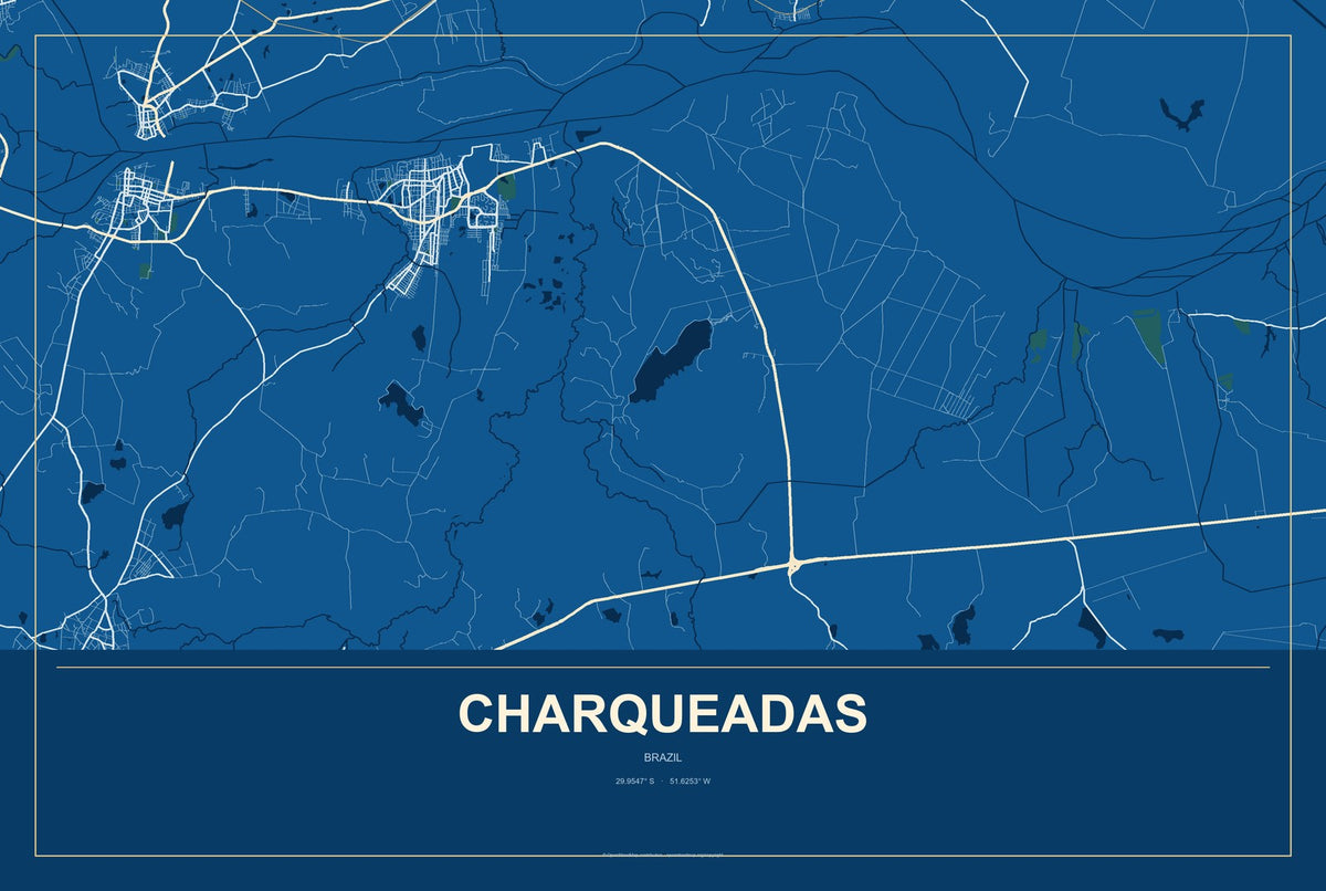 Charqueadas, Brazil City Map Aluminum Sign in Harbor Cobalt style