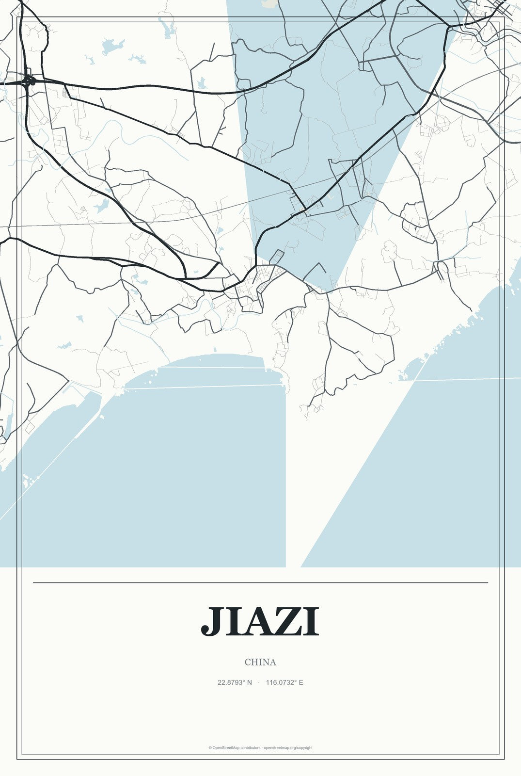 Jiazi, China City Map Aluminum Sign in Gallery Air style