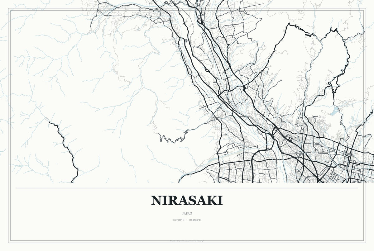 Nirasaki, Japan City Map Aluminum Sign in Gallery Air style