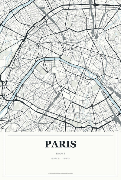 Paris, France City Map Aluminum Sign in Gallery Air style
