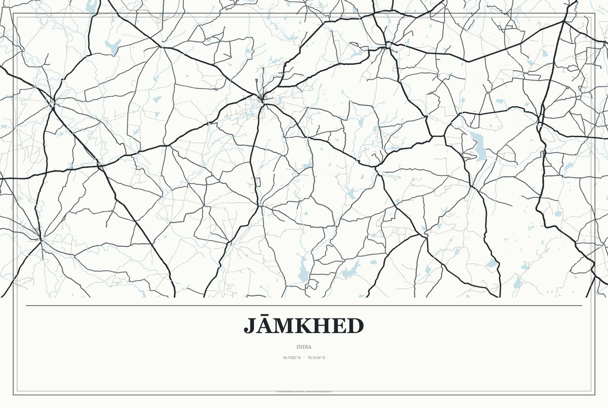 Jāmkhed, India City Map Aluminum Sign in Gallery Air style