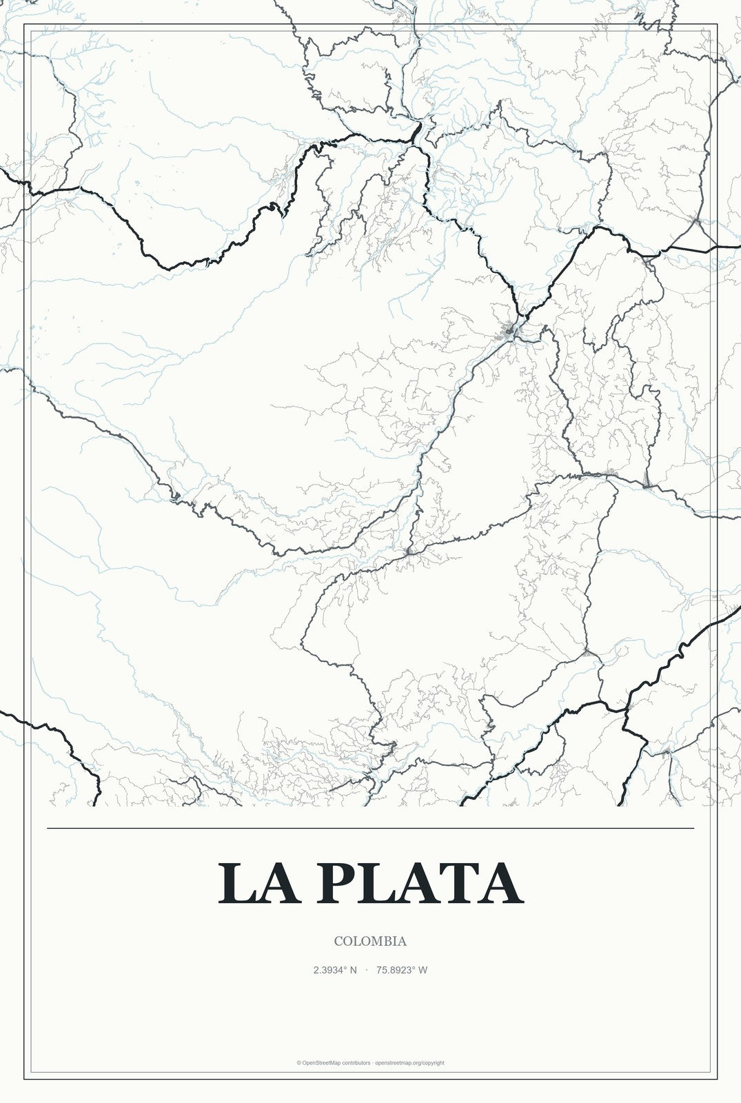 La Plata, Colombia City Map Aluminum Sign in Gallery Air style