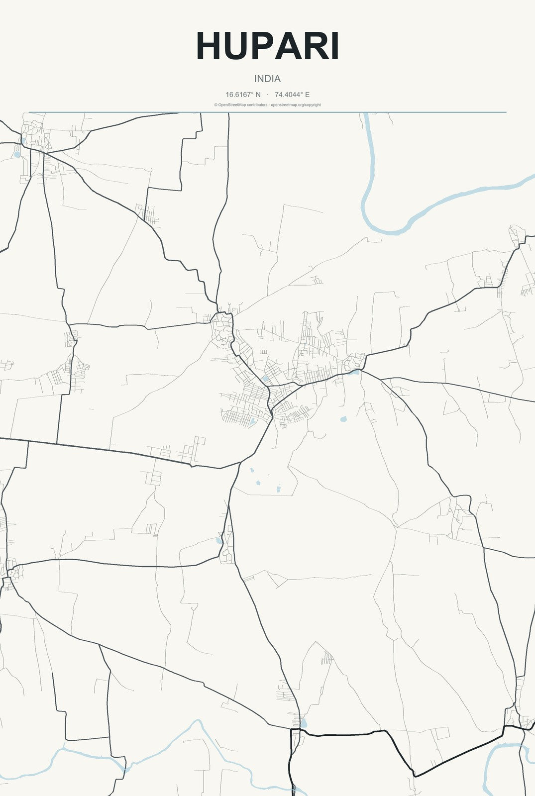 Hupari, India City Map Aluminum Sign in Headline Atlas style